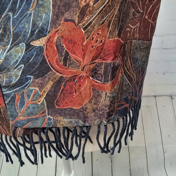 Vintage Le Studio Classic Fringed Floral Colorful Rectangle Made in USA Gorgeous - Picture 3 of 8